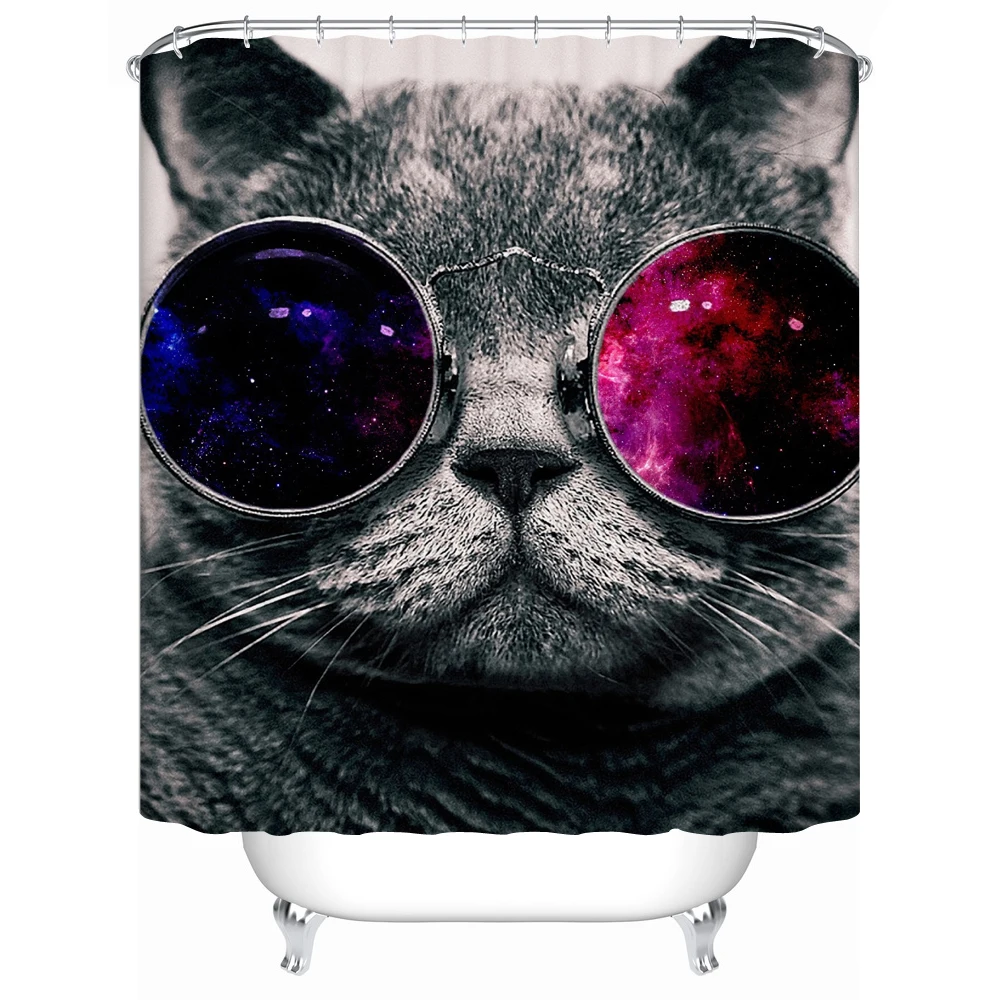 CHARMHOME High Quality Waterproof Fabric Cat Shower Curtain Acceptable