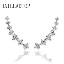 2018 Fashion Jewelry Women Girl Silver Stud Earrings Ear Clip Seven Stars Jewelry Luxury Cubic Zirconia Earrings Pendientes