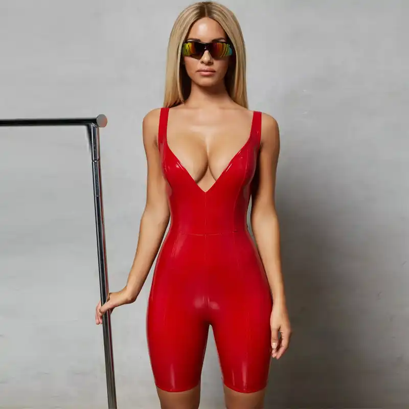 red tight romper