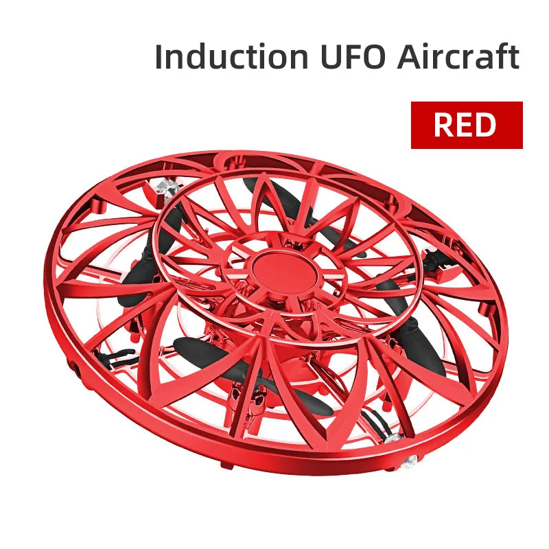 Мини Дрон анти-столкновения ручной НЛО Вертолет шар НЛО летающий самолет небольшой интеллектуальный индукционный Квадрокоптер игрушечные дроны подарок - Цвет: red