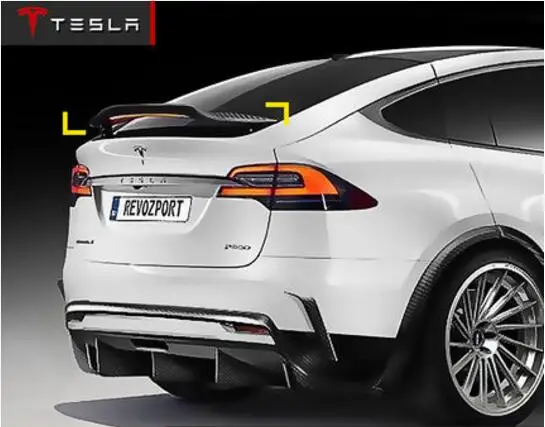 

Revozport Style For Carbon Fiber CRA REAR WING TRUNK LIP SPOILERS FIT FOR Tesla MODEL X 2016 2017 2018 2019