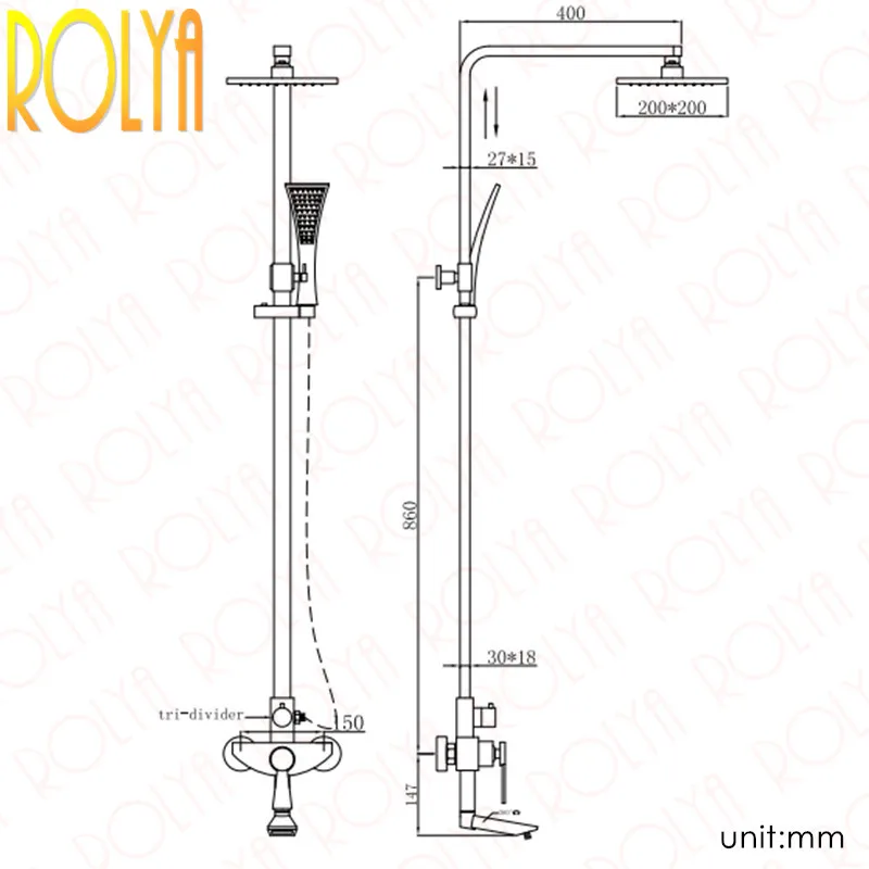 Size Photo---Rolya Bathroom Shower Set 2