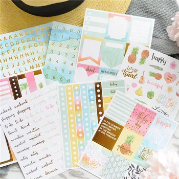 

Lovedoki Summer Foil Gold Sticker Alphabet Words Date Notebook Decorative Stickers Planner Accessories Scrapbook Diy Stationery