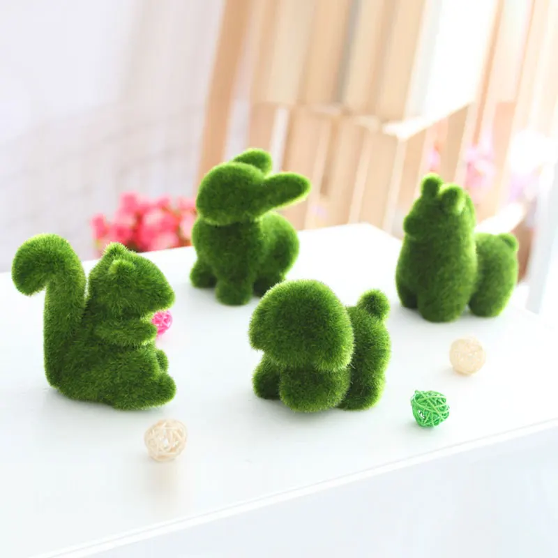 

Novelty Handmade Artificial Turf Grass Animal Cute Rabbit Dog Squirrel Ornament Home Office Decor Easter Bunny Handiwork Gift