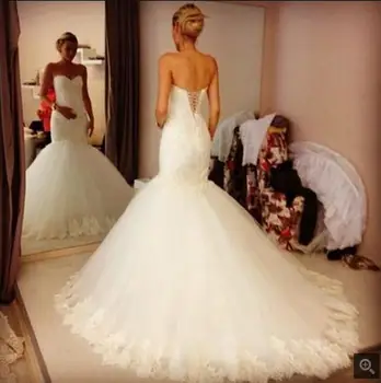 

2016 amazing mermaid lace appliques formal real photo wedding dress sleeveless corset cheap wedding gowns best selling