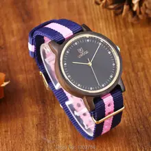 Uwood Pure Natural Nylon Band Black Sandalwood Analog Women Wristwatch For Women Fashion Watch Gift Free Shipping