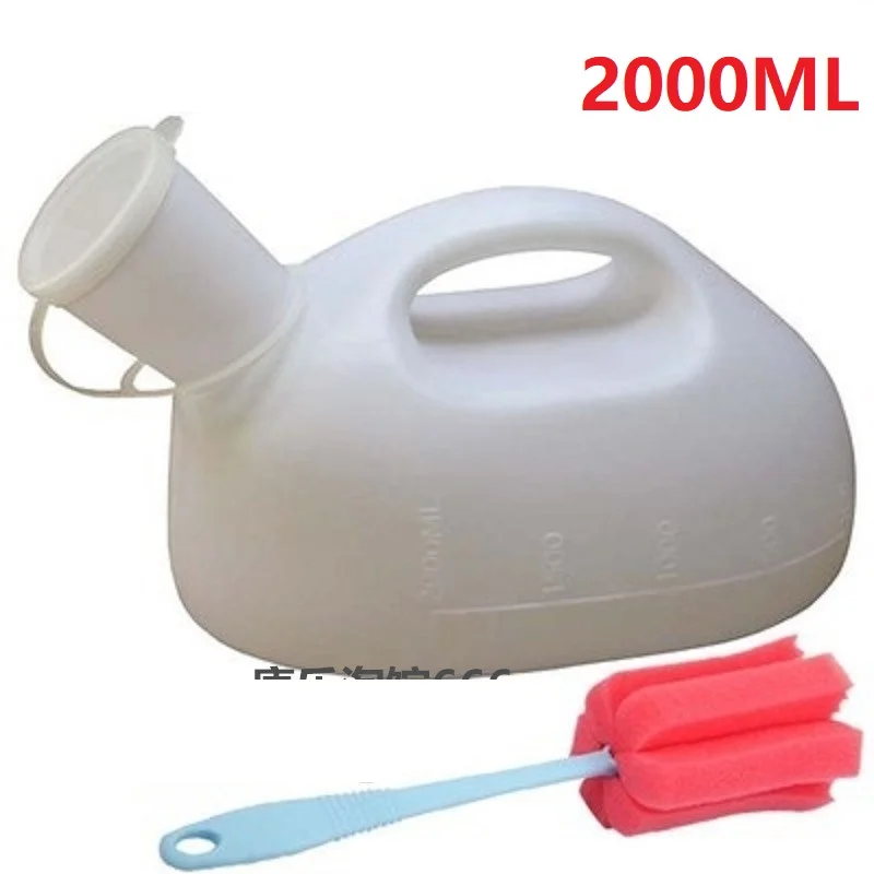 Plastic Men pee pot with lid 2000ML plastic urinal chamber pot of urine with a scale bedpan
