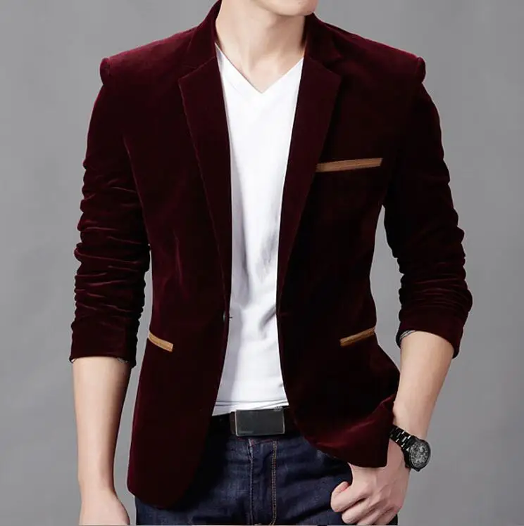 

New Slim Fit Casual jacket Cotton Men Blazer Jacket Single Button Gray Mens Suit Jacket 2017 Autumn Patchwork Coat Male Suite