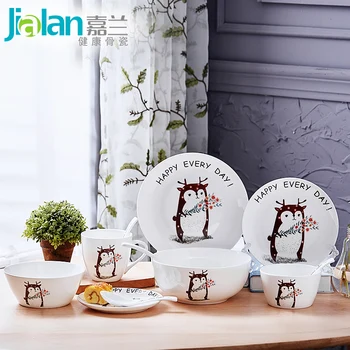 

10 garland cartoon children tableware Western health china dishes dish set ceramic tableware