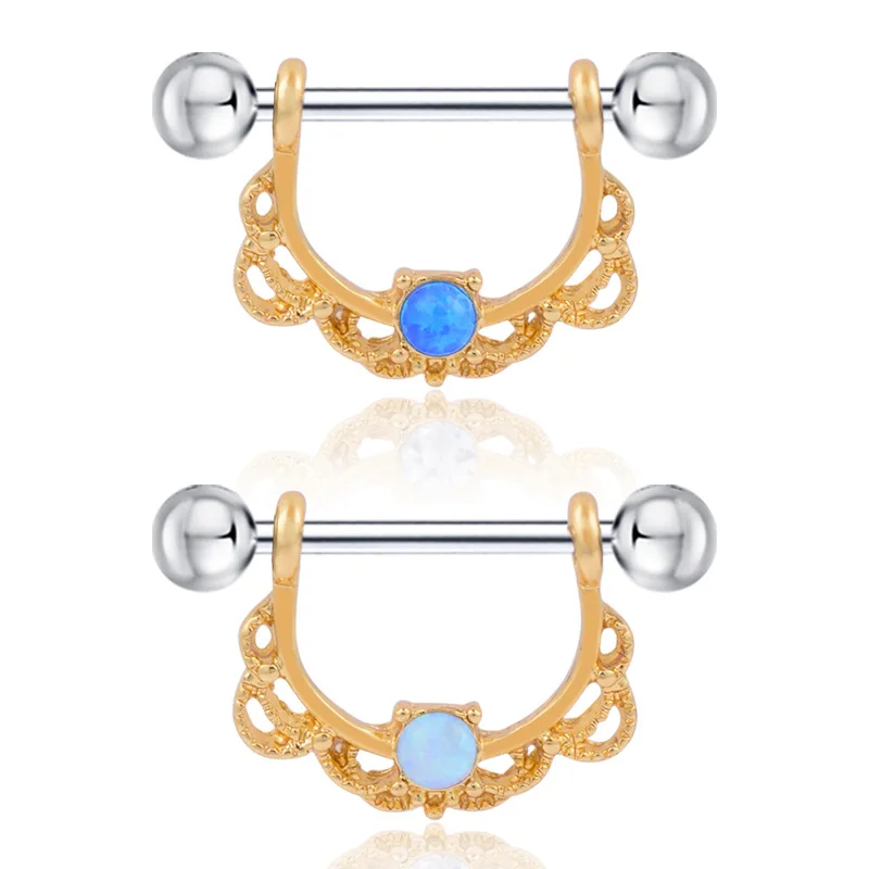 Buy Cool White OPAL Piercing Nipple Ring 14G Septum