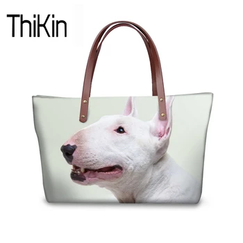 

THIKIN Shoulder Bag 3D Bull Terrier Pit Bulldog Printing Cute Animal Top-handle Bags for Women Casual Ladies Hand Bolsa Feminine