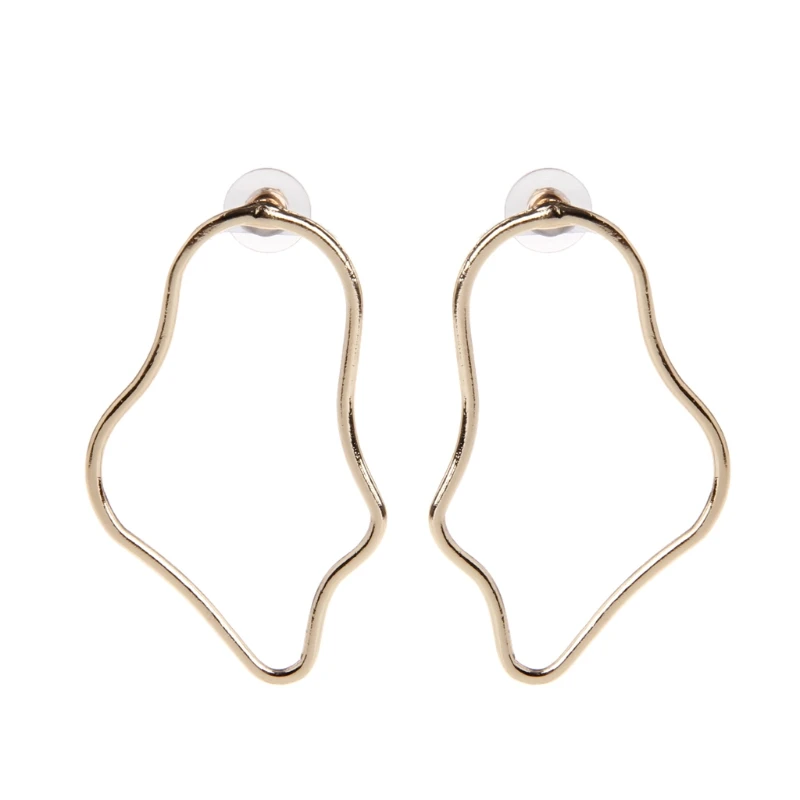 

Geometric Irregular Abstract Face Shape Drop Hook Earrings For Women Gold Metal