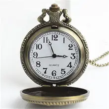 High Quality Retro Style Bronze Steampunk Quartz Necklace Pendant Chain Clock Pocket Watch for women men