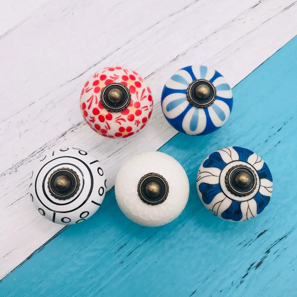 

1x New Nordic Style Ceramic Single Round Wardrobe Kitchen Garden Door Handle Modern Cabinet Handle Pulls Multi-color Home Decor