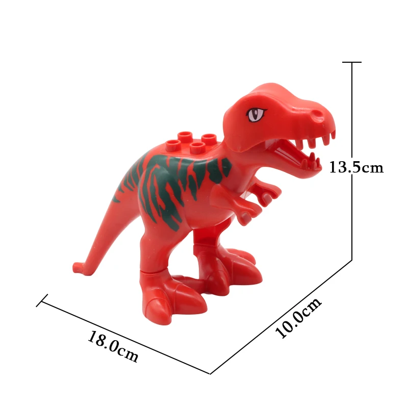 Строительные блоки с большими частицами, динозавр Юрского периода, аксессуары, совместимые с Duplos, кирпичи, яйцо, Детские Обучающие прочные игрушки, подарок - Цвет: Tyrannosaurus Rex