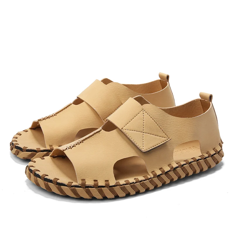 Fashion Man Roman Leather Slippers Leisure Anti-skid Beach Shoes Light Weight Hook Loop Sandals Man Summer Casual Shoes Fashion Man Roman Leather Slippers Leisure Anti-skid Beach Shoes Light Weight Hook Loop Sandals Man Summer Casual Shoes