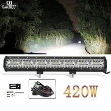 Co-light – lampe de travail pour voiture, 420W, 3 rangées, faisceau combiné, 20 pouces, pour camions, tracteur ATV, 12V, 24V