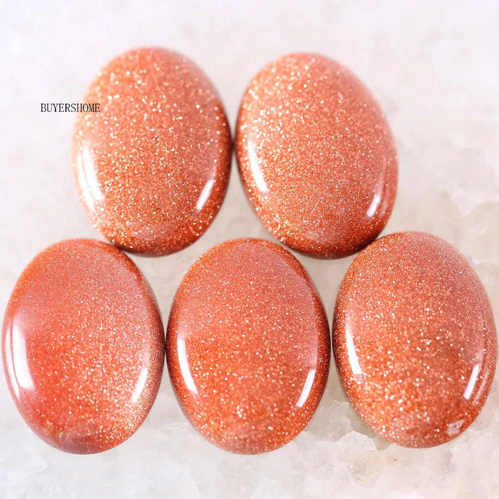 

For Jewelry Making Necklace Pendant Bracelet Earrings 18x25MM Oval Natural Stone Bead Gold Sandstone CAB Cabochon 5Pcs K556