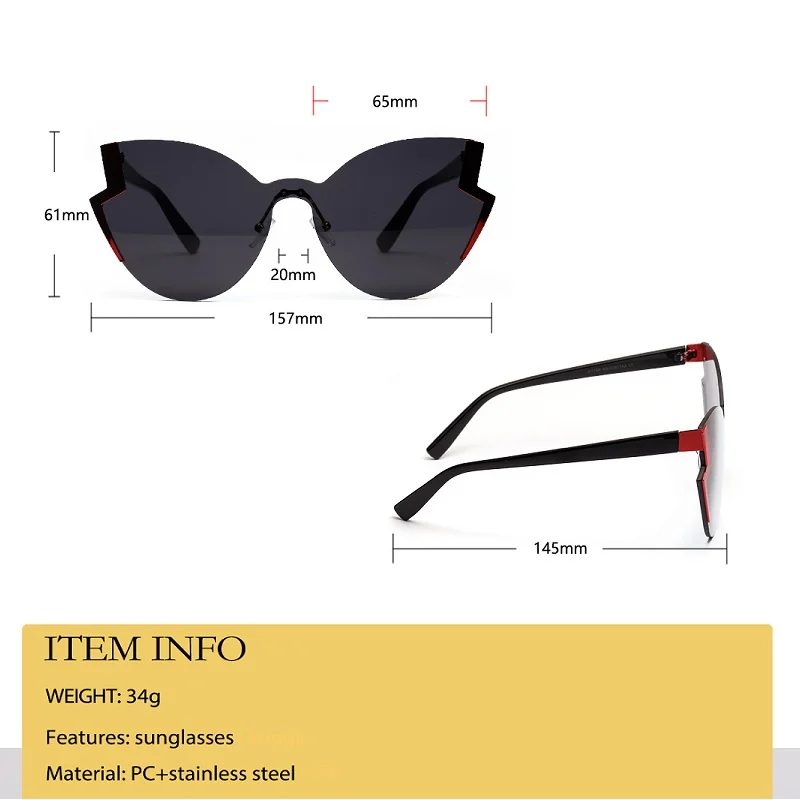 Бренд Deisgner Бабочка солнцезащитные очки для женщин негабаритных Cateye леди солнцезащитные очки UV400 оттенков женские очки без оправы Gafas de sol