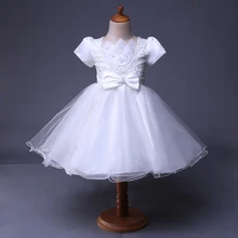 Милые Белые Платья с цветочным узором для девочек; платья с короткими рукавами для девочек; нарядные платья для маленьких девочек; GD50414-10