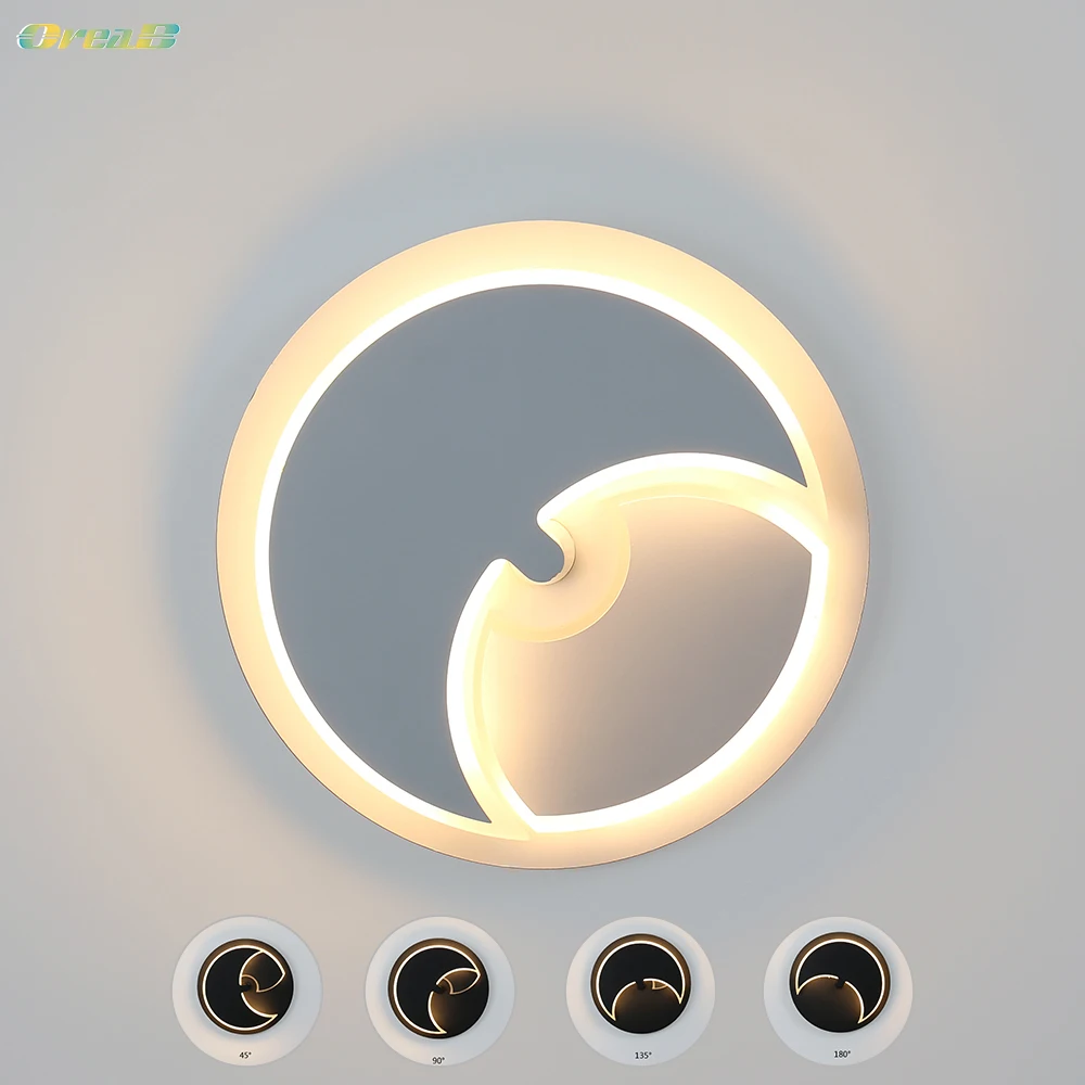 

12w Magic Foldable Rotatable Led Moon Wall Light Pretty Unique Modern White Black Wall Sconces Lighting Fixtures For Kid Bedroom