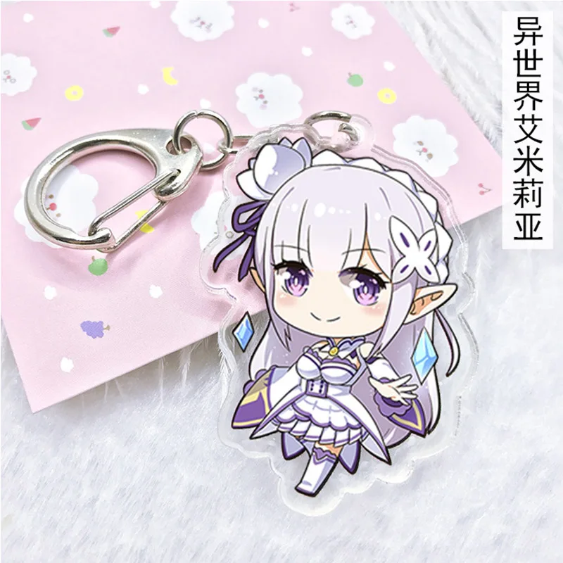 Японский аниме Re: Zero Kara Hajimeru Isekai Seikatsu брелок Rem Ram Emilia Подвески акриловый милая