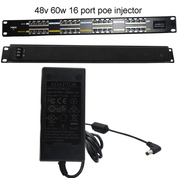 

16 Port 10/100 Power over Ethernet PoE injector for 802.3af/Passive 802.3at Devices with 48v60w Power Supply: POE-16-48v60w