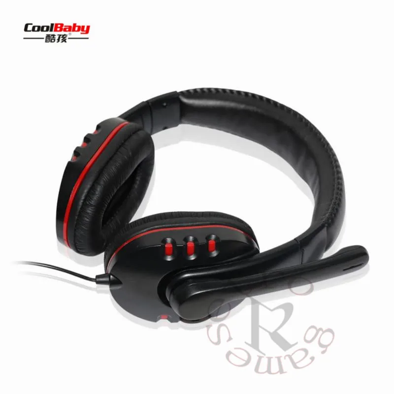 Handsfree Mic гарнитура Кожаный USB проводной стерео Micphone наушники Игровые для Sony PS3 PS4 PC