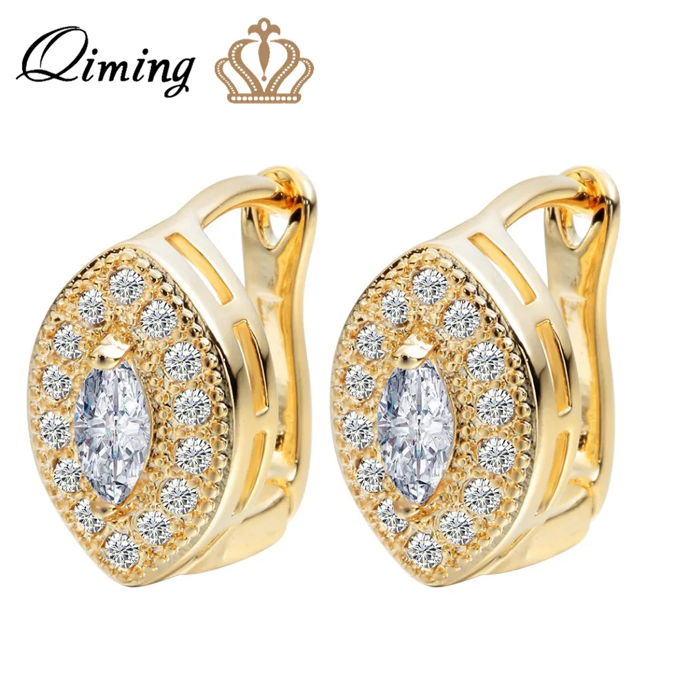 

QIMING Fashion Ladies Jewelry Zircon Earrings Women Gold Silver Eye Charm Beautiful Hoop Earring Girls Lover Gift Bijoux