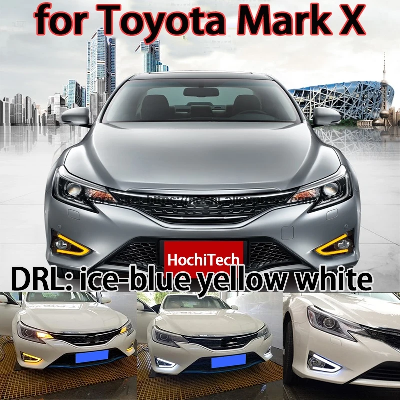 

High quality 3 colors white yellow ice blue LED Car DRL Daytime running lights fog light for Toyota Mark X Facelift 2013-2015