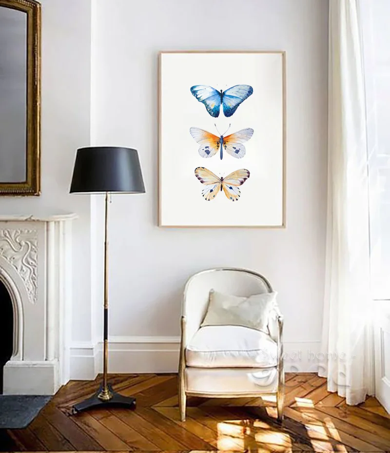 

Watercolor Butterfly Canvas Art Print Painting Poster, Wall Pictures for Home Decoration, Giclee Print Wall Decor S16016