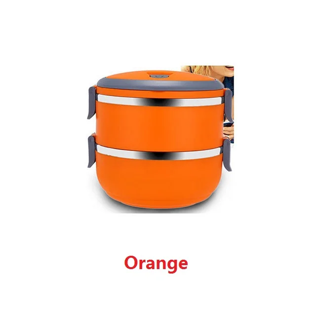 1 шт., 1400 мл, двухслойный Ланч-бокс из нержавеющей стали, уличные портативные контейнеры для еды, наборы посуды, кухонные, бытовые, новинка - Цвет: Orange