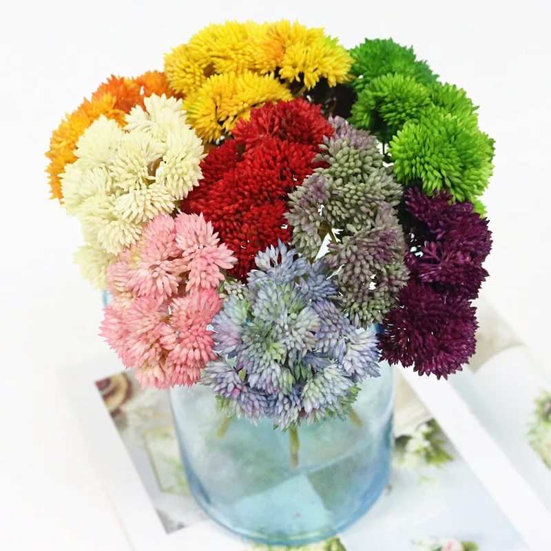 Flone Soft Rubber Artificial Rice Tsai Ball Fruit Hydrangea Simulation Fake Flower Real Touch Succulent Plant Party Family Decor (1)