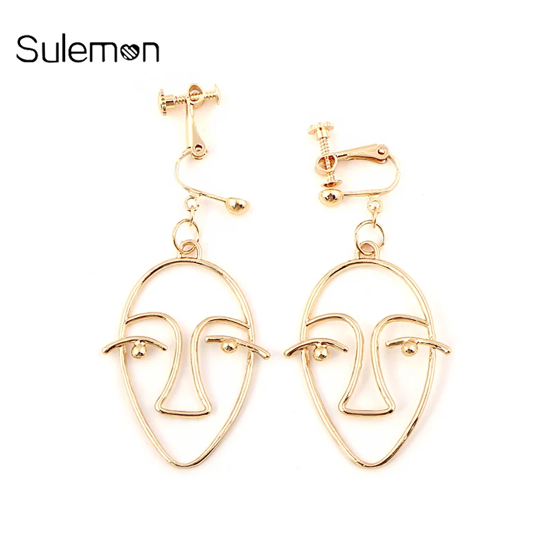 

Geometry Face Earrings For Women No Hole Ear Clip Metal Face Clip Earring Without Piercing Statement Earrings Jewelry CE75