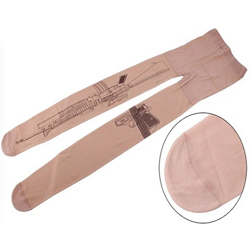 Machine Gun Tattoo Transparent Pantyhose Creative Leggings Stockings image 5