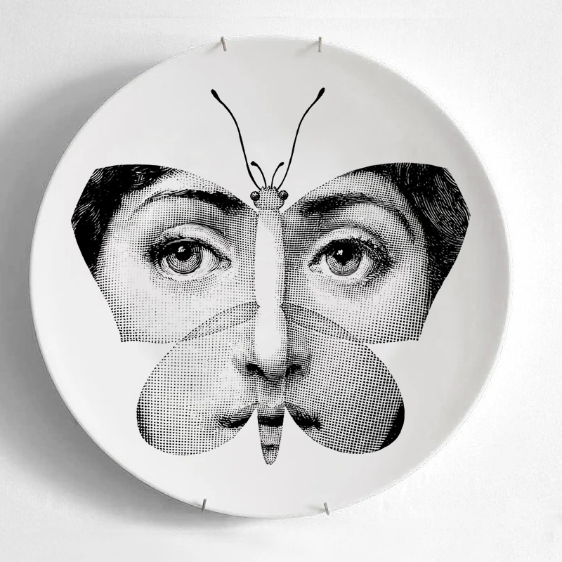 Европейский Миланский стиль Великолепные Редкие тарелки Fornasetti Lina лампочка лицо rosenthal Piero Fornasetti настенные декоративные 8 дюймов - Цвет: 33