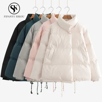

Fashion Casual Cotton wadded jacket Winter jacket women Stand collar Short Cotton Coat Womens Thick warm Parkas High quality