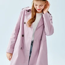 SEMIR женский двубортный Тренч с воротником, женский классический Тренч со съемным ремешком, ветровка, пальто на осень