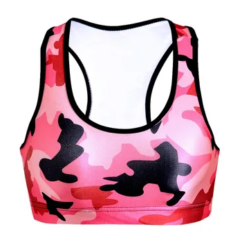 

Women Red Camouflage Print Fitness Short Vest Workout Wireless Underwear Seamless Stretch Tank Top Hiphop Soft Bras
