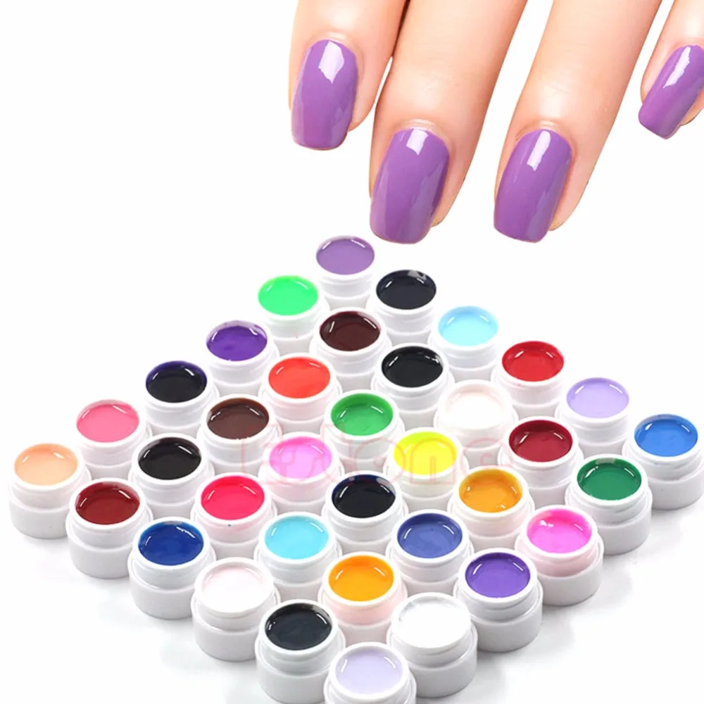 New 36pcs Mix Pots Tips Colors Builder Cover UV Nail Art Gel Manicure