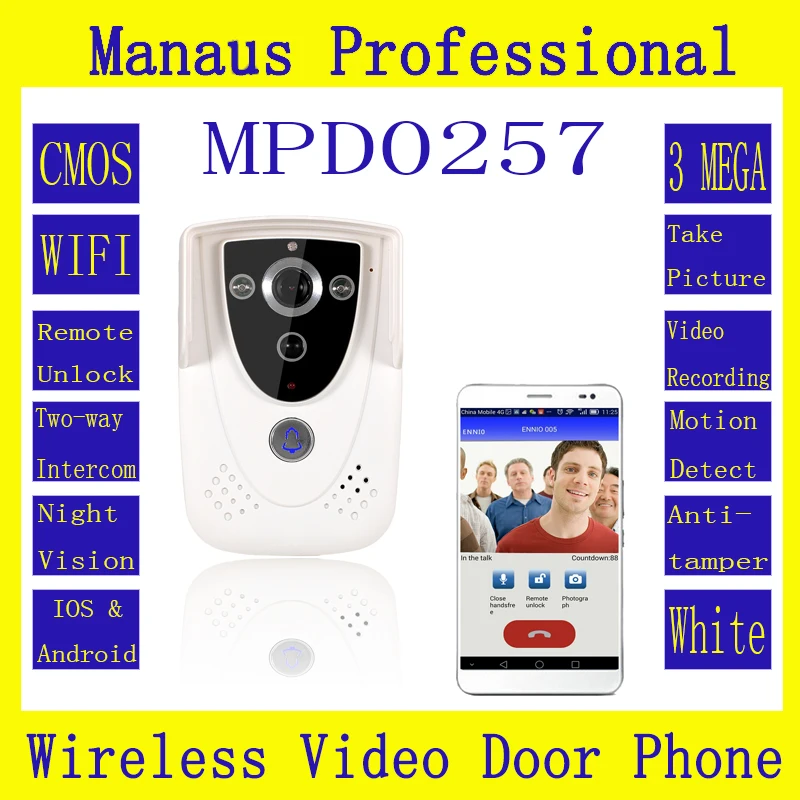 D257b HD 720P Wifi Wireless Video Door Phone Doorbell Intercom With GSM function waterproof IP55 Remote Network Home Building Wholesale Security & Protection