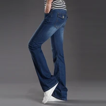 Korean Style Mens Blue Flare Jeans Mid Waist Slim Fit Denim Pants Men Plus Size Boot Cut Flared Jeans Trousers for Men Korean Style Mens Blue Flare Jeans Mid Waist Slim Fit Denim Pants Men Plus Size Boot Cut Flared Jeans Trousers for Men
