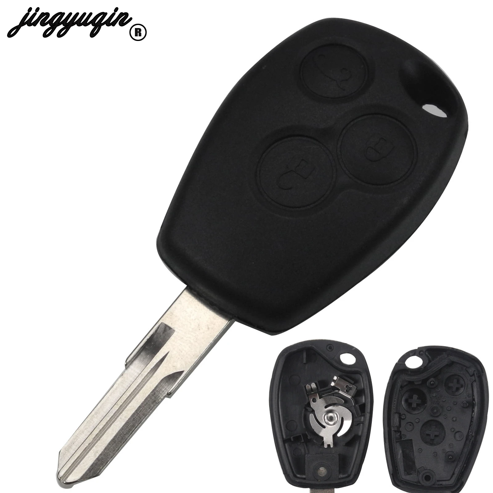 

jingyuqin 3 Buttons Remote Key Fob Shell Case Cover for Renault Megane Modus Clio Kangoo Logan Sandero Duster Car Alarm Blank