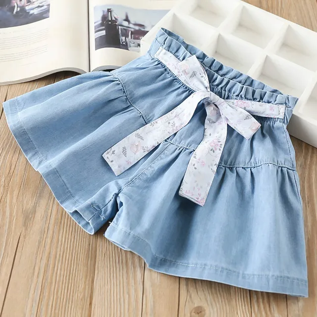 Cheap Hurave drawstring denim shorts Girl clothes Summer loose toddler boutique Kids Casual Elastic Waist girls shorts clothing