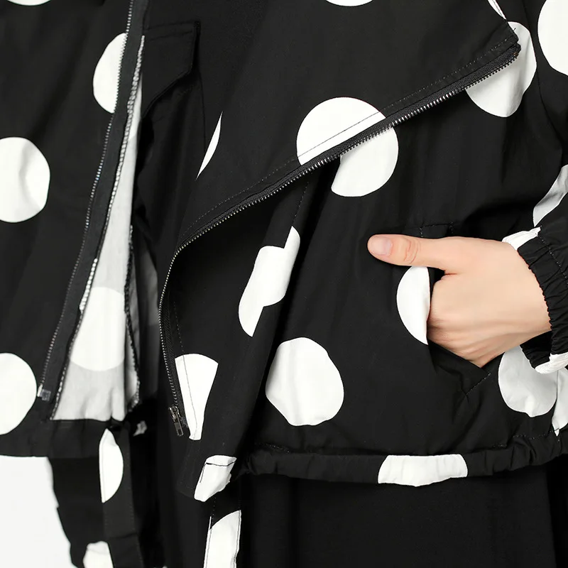 [XITAO] Корейская Мода Новое поступление Осенняя Женская свободная куртка с О-образным вырезом и длинным рукавом женская повседневная куртка в горошек LJT3521