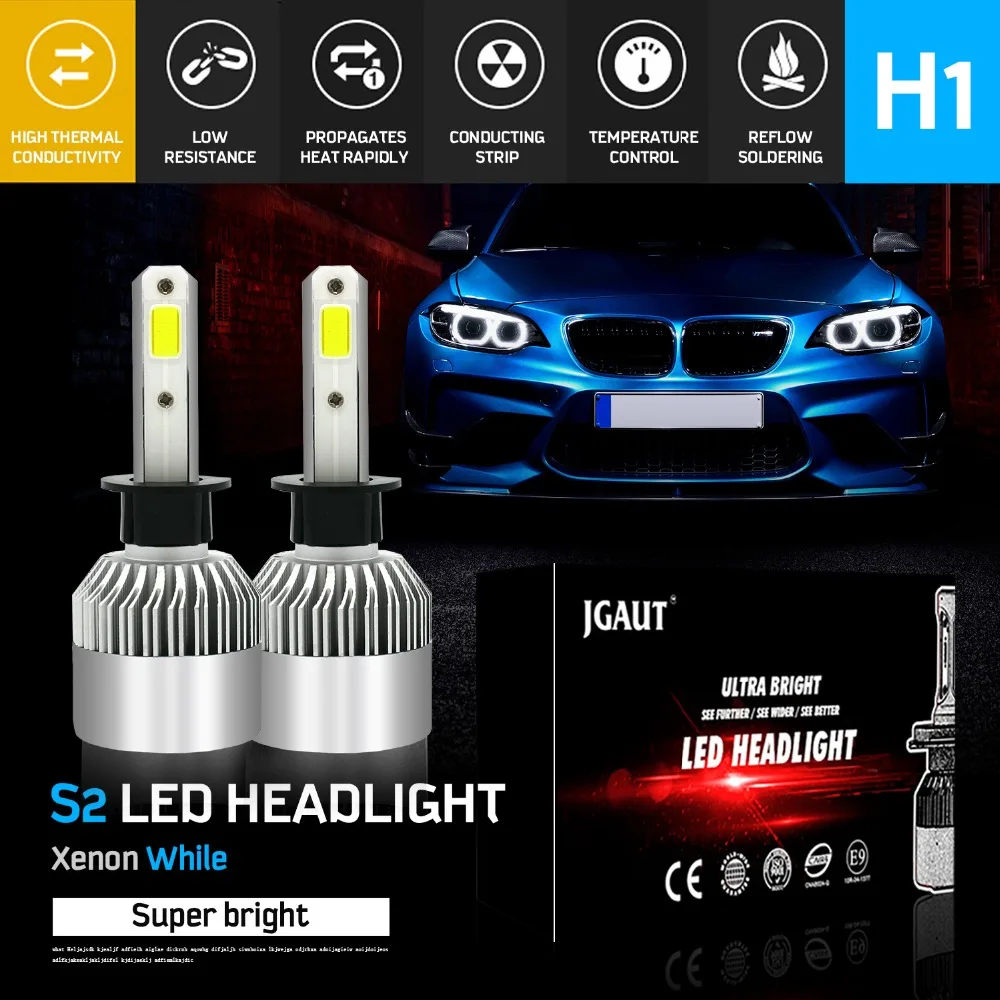 Modifygt S2 H7 H4 H11 H1 H3 9005 9006 72 Вт 8000лм 6500 К 12 В COB Автомобильные светодиодные лампы фар Hi Lo