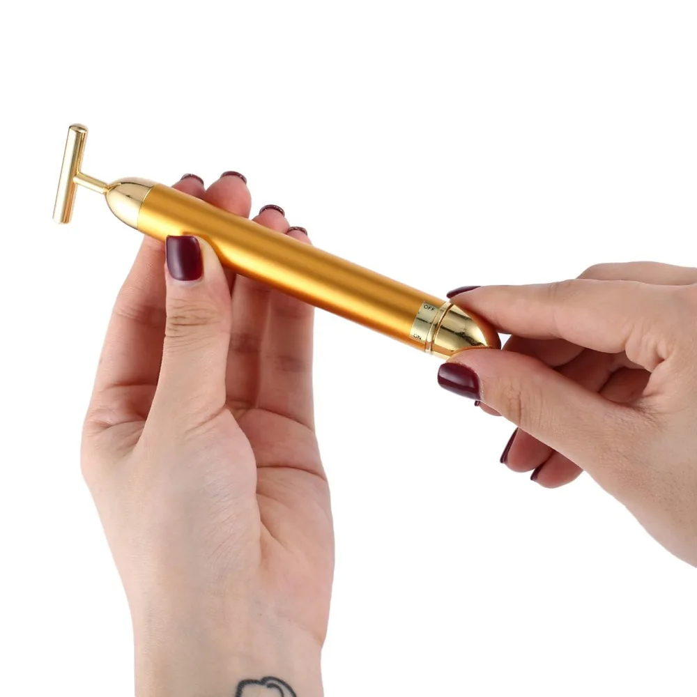 Pro для похудения лица 24 k Gold Lift Bar вибромассажер для красоты лица Уход вибромассажер для красоты лица Массажер энергия вибрирующий Бар Инструмент для лица