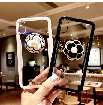 

Luxury Diamond Pearl Flower Mobile Phone air bag Bracket Case For iPhone 11 Pro Max X XR XS MAX 6 6S 7 8 Plus High Quality Cover