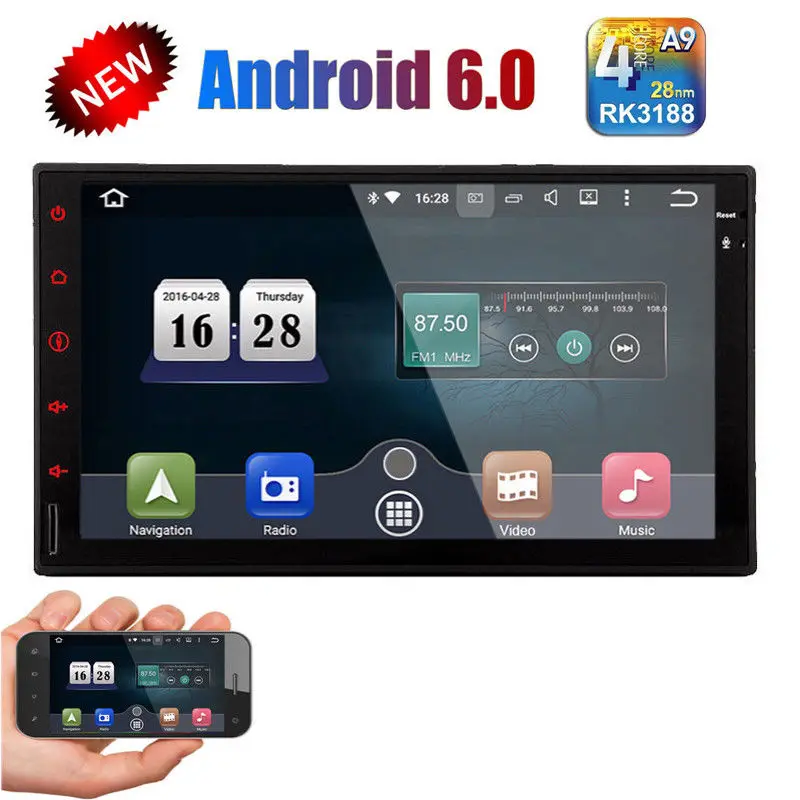 Clearance Android 6.0 7" Double 2Din Car Radio Stereo No DVD Player GPS Nav OBD BT 3G WiFi 0
