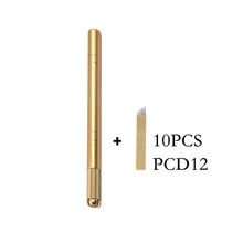 Золото tebori ручка microblading ручка татуировки для постоянного макияж бровей татуировки руководство ручка 10 шт. иглы Лезвия microblading